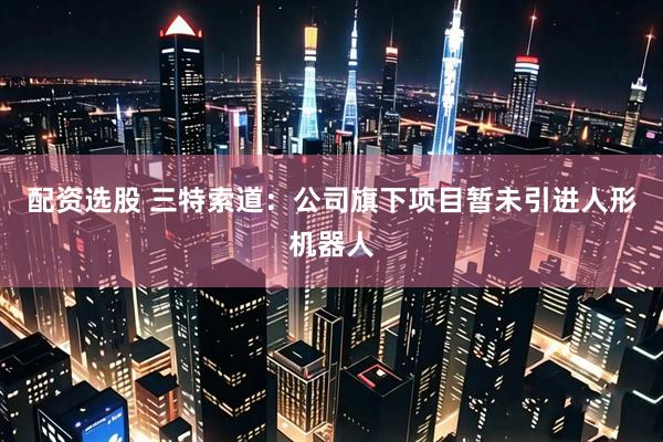 配资选股 三特索道：公司旗下项目暂未引进人形机器人